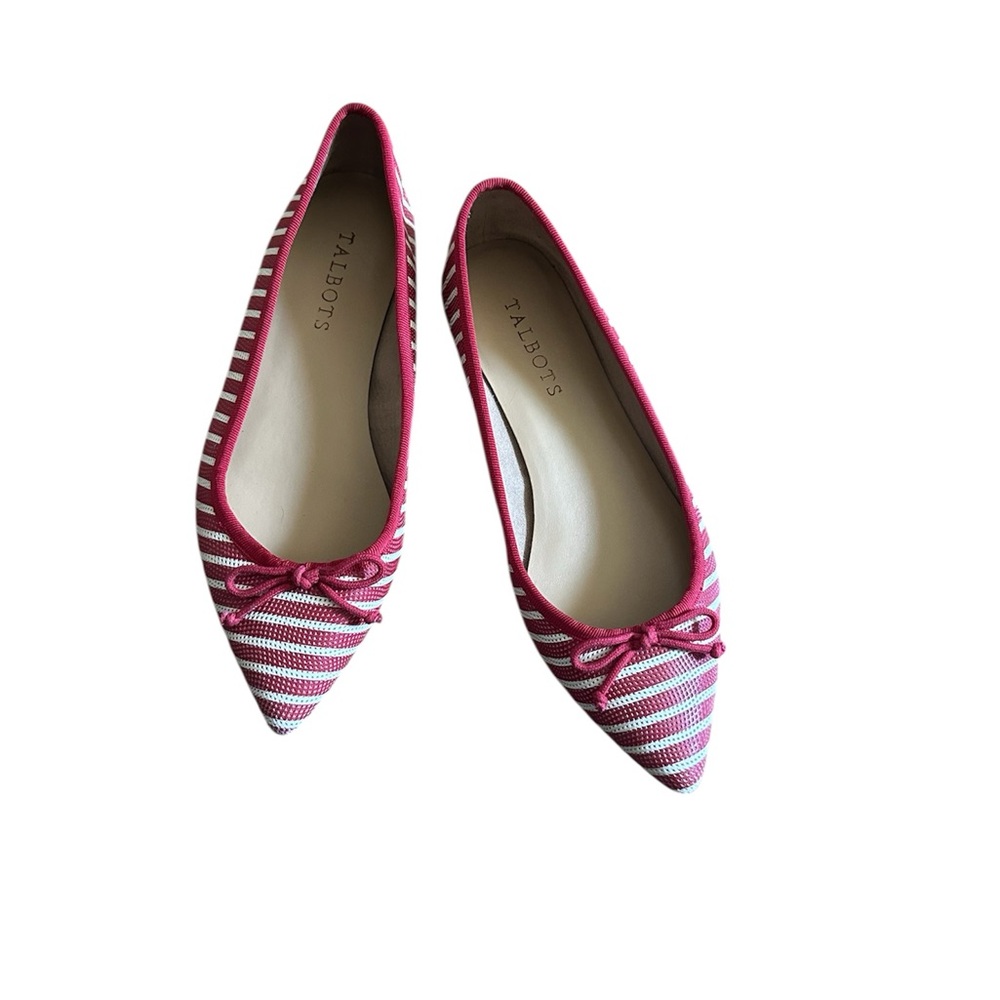 Talbots Red  and White Striped Flats with Bow - Picture 7 of 7